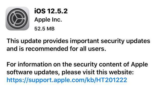 嵊泗苹果手机维修分享iOS12.5.2发布，建议所有老苹果用户安装 